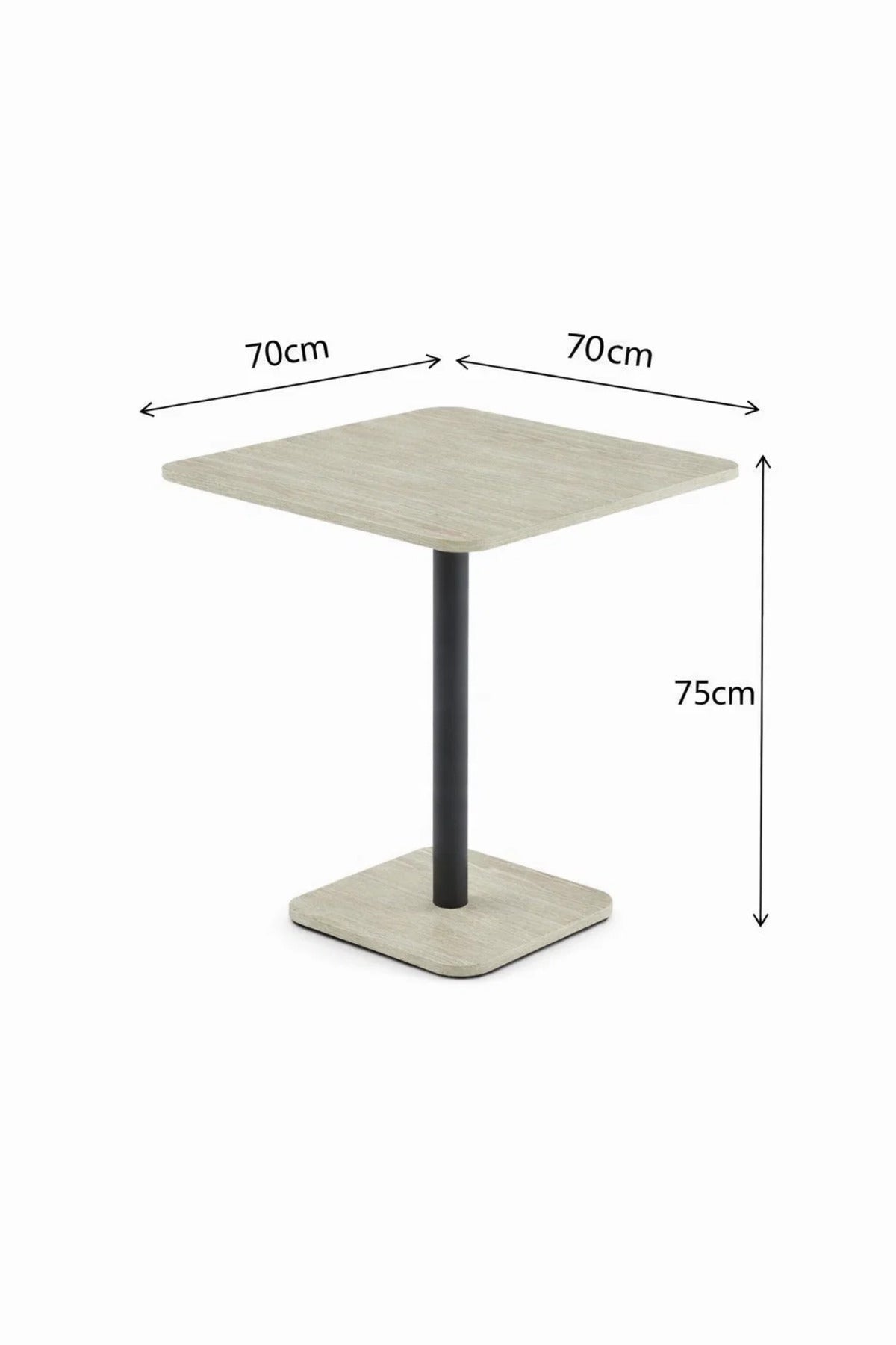 Beige Square Melamine Dining Table Black Metal Leg 70cm Modern Compact Cafe Restaurant Bistro