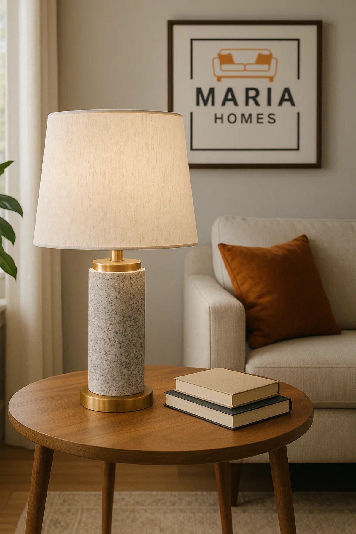 Granite-Textured Table Lamp with Gold Accents
