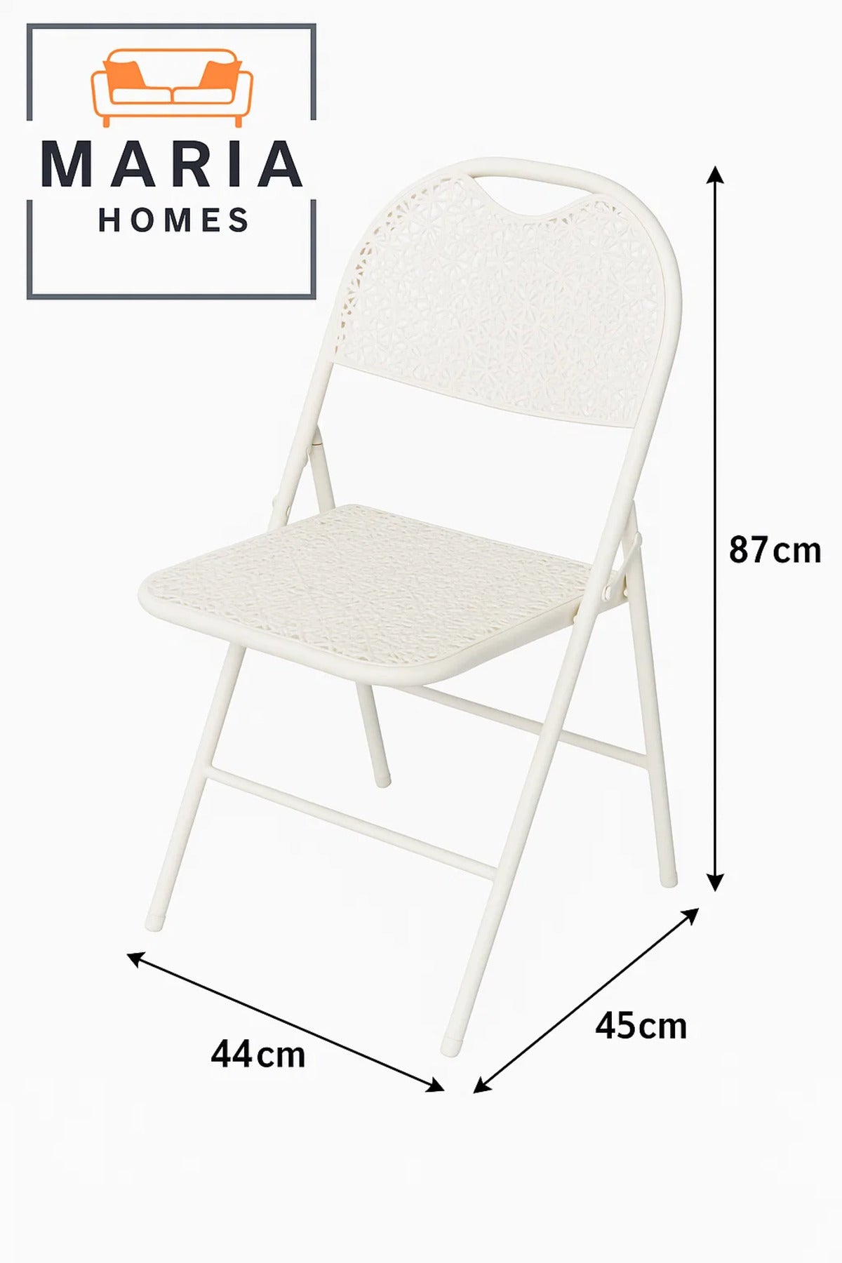 White Folding Chair with Decorative Cut-Out Back Ð Lightweight & Compact Design