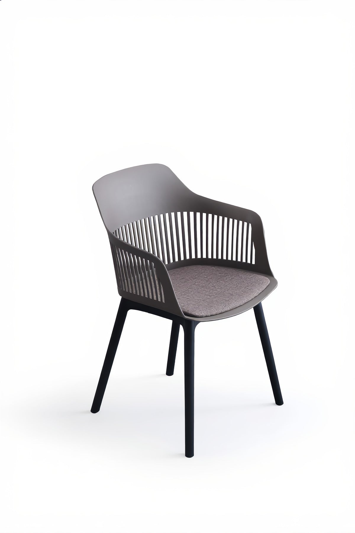 Coffee Plastic Armchair with Black Legs Modern Ventilated Backrest Chair Indoor & Outdoor Seating