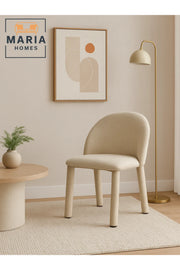Beige Upholstered Dining Chair Ð Modern Fabric Seat with Full Padded Legs