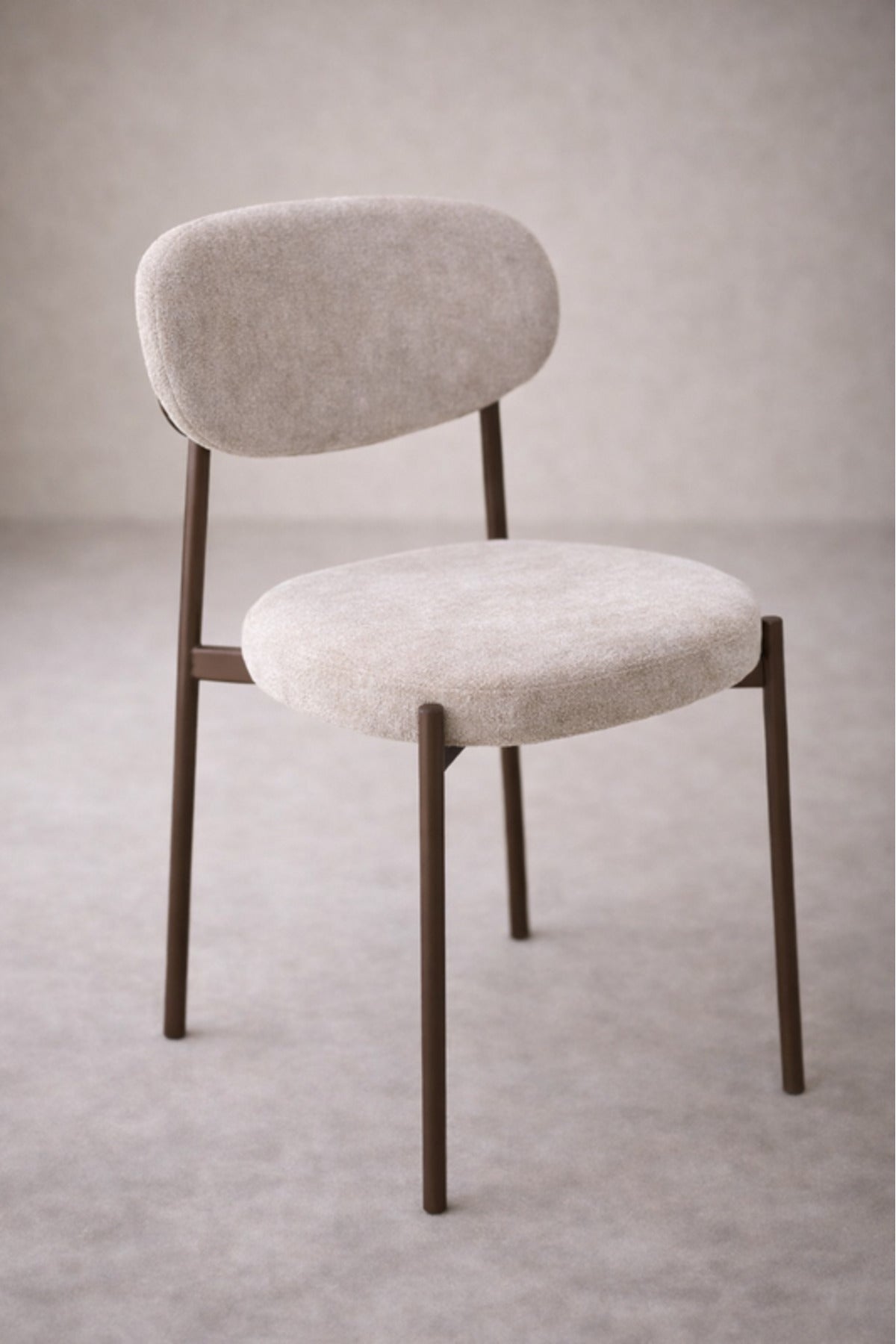 Modern D.Beige Upholstered Dining Chair with Metal Legs Comfortable Accent Chair