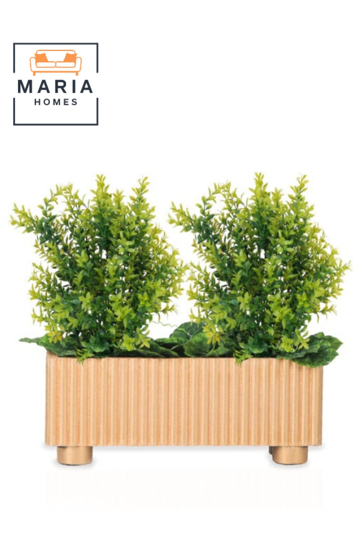 Artificial Green Plant 60_40 cm Ð Decorative Indoor Plant with Natural Striped Wooden Pot for home