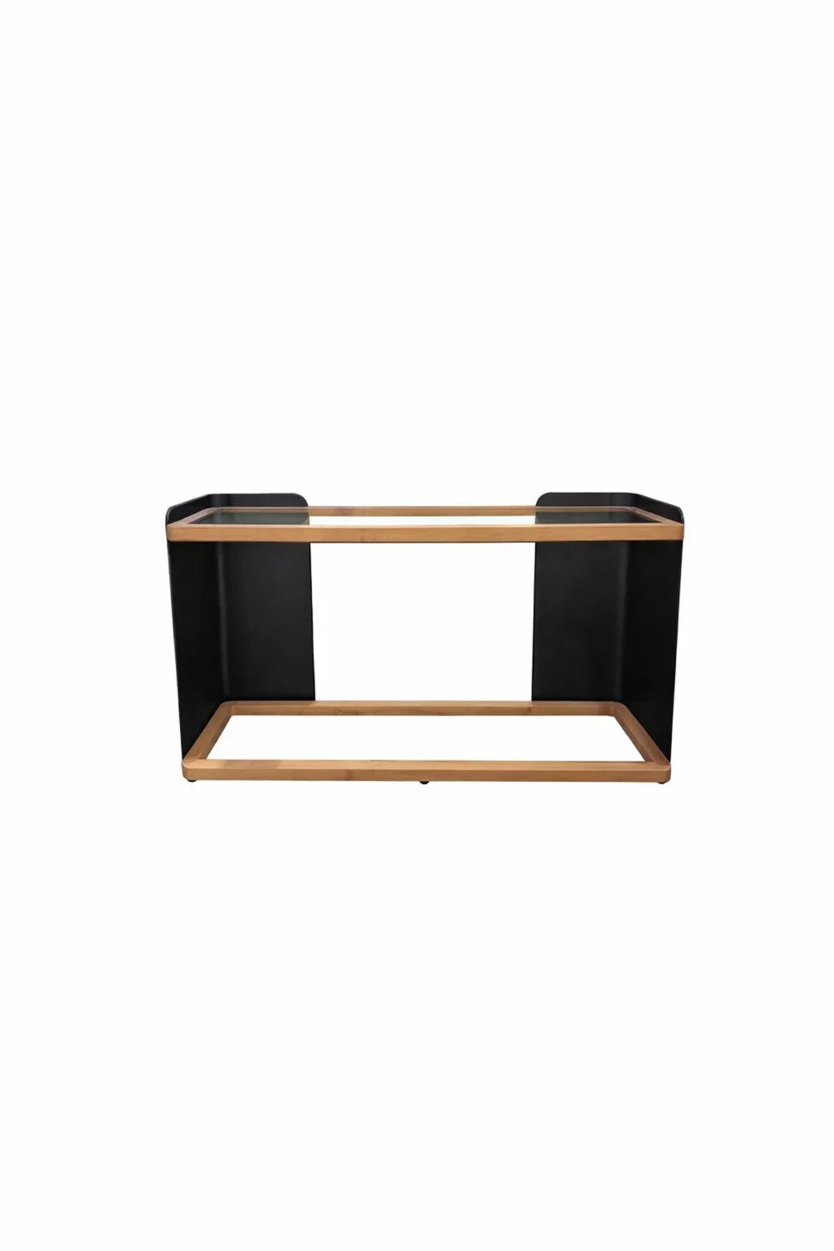 Contemporary Wood and Glass Console Table for Hallway Living Room Entryway Decor Furniture 140cm