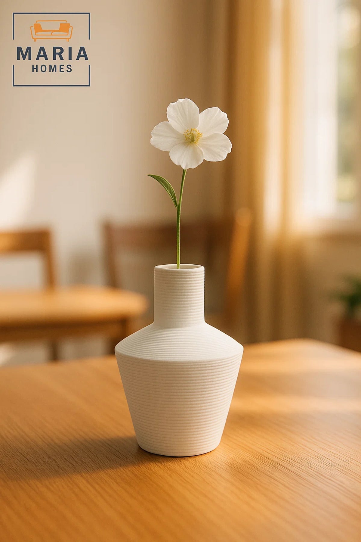 Modern White Decorative Vase Ð Ceramic Table Flower Vase with Textured Design