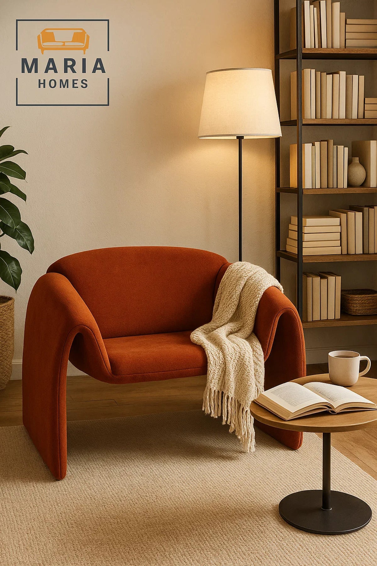 Modern Curved Velvet Sofa Chair