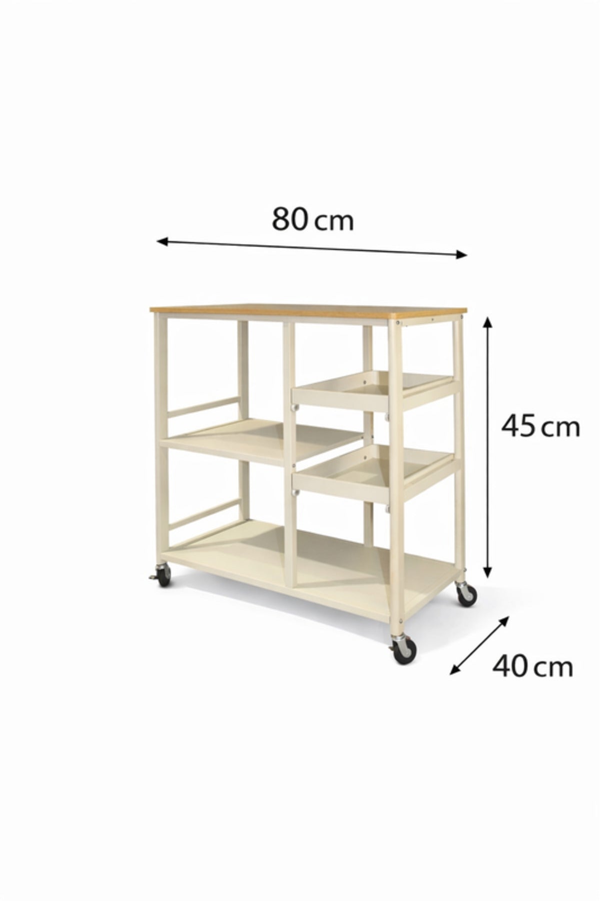 Multi-Tier Storage Shelf with Wheels 80_40_85 cm