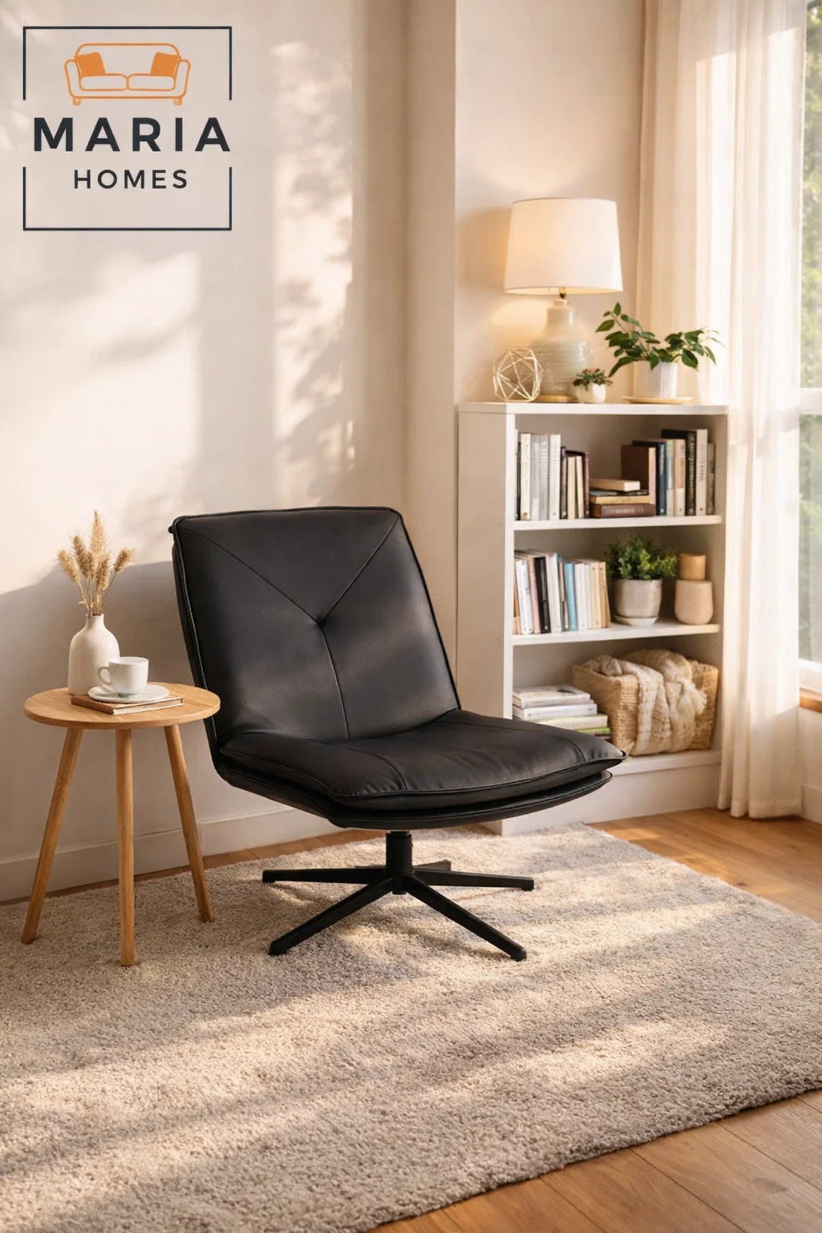Black Swivel Lounge Chair Ð Modern Upholstered Relax & Accent Chair