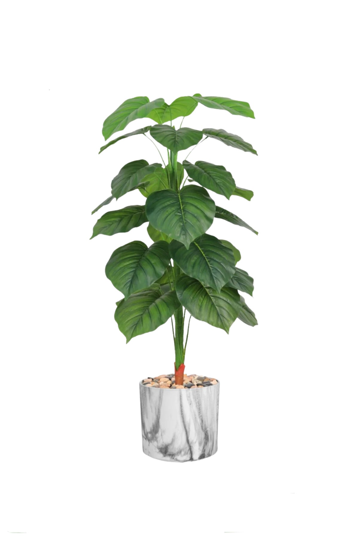 135 cm Artificial Elephant Ear Tree with Marble Style with Pot – Elegant Indoor Plant