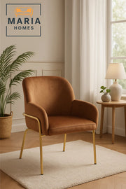 Luxury Modern Velvet Dining Chair with Armrest & Gold Legs, Comfortable Accent Chair for Home