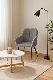 Grey Fabric Armchair, Modern Accent Chair for Living Room, Bedroom, Office Cabin & Waiting Area