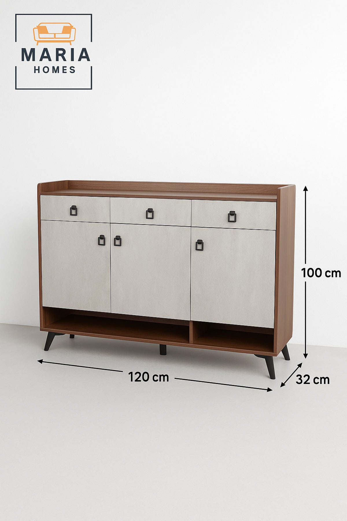 Modern Coffee Ash Shoes Cabinet Ð 120_32_100 cm with Spacious Storage and Metal Legs