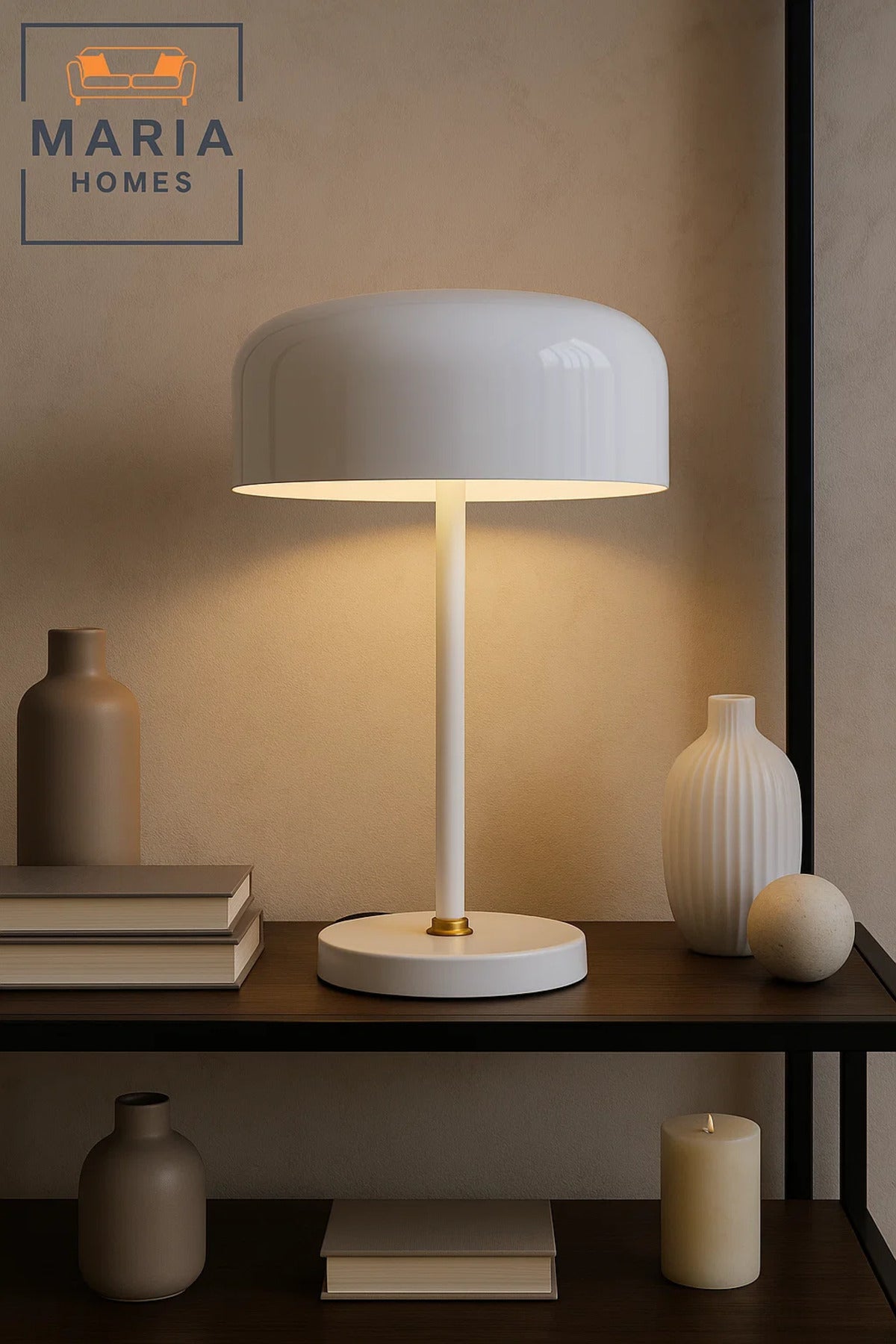 Glossy White Modern Table Lamp