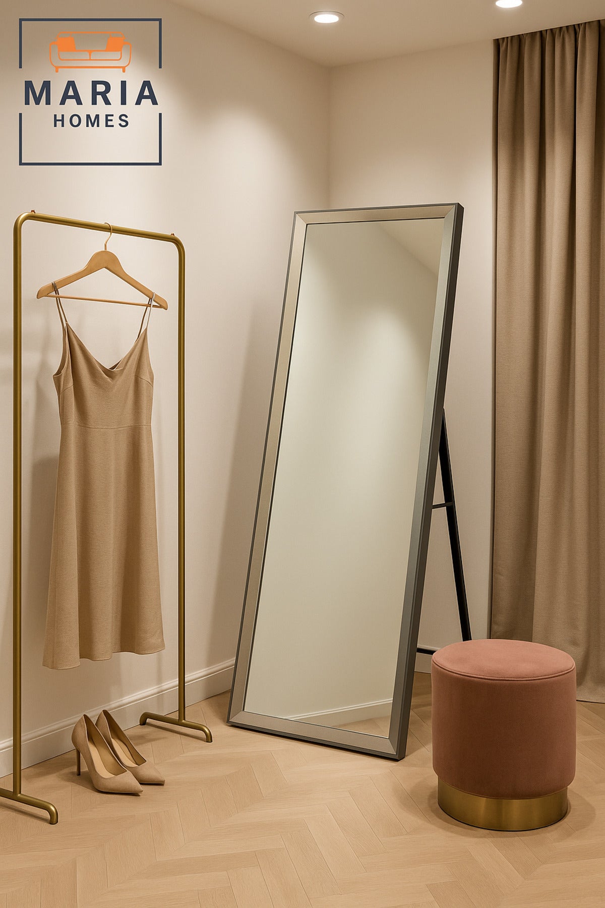 Modern Gray Full-Length Standing Mirror Ð 165x65 cm Elegant Floor Mirror