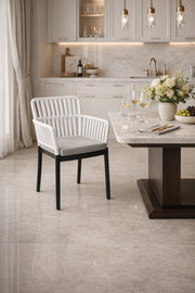 Modern White Plastic Chair with Cushioned Seat, 80x57x48 CM modern white plastic Garden