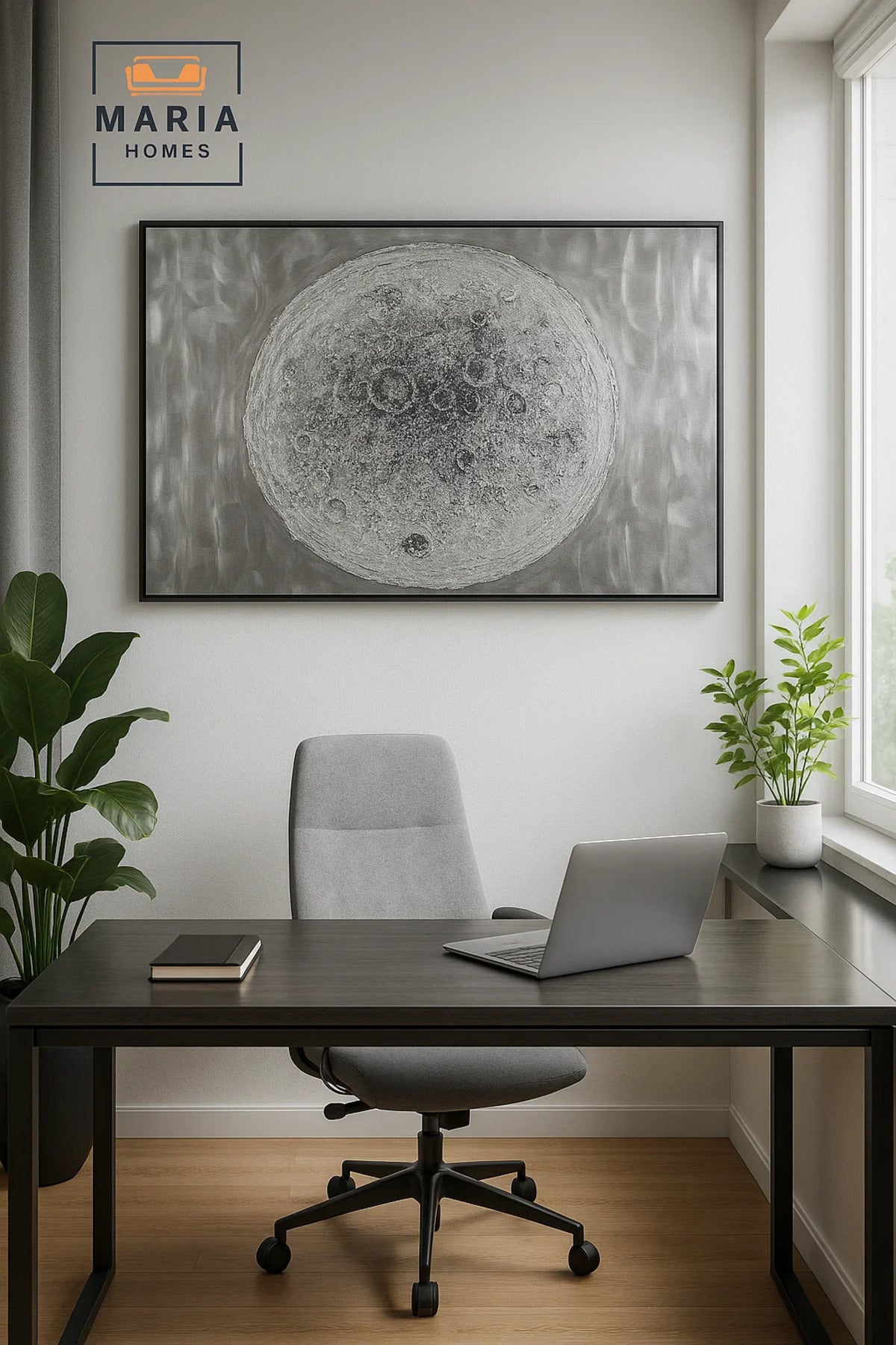 3D Metallic Wall Art Textured Moon Design Abstract Decorative Panel for Modern Homes120*80CM