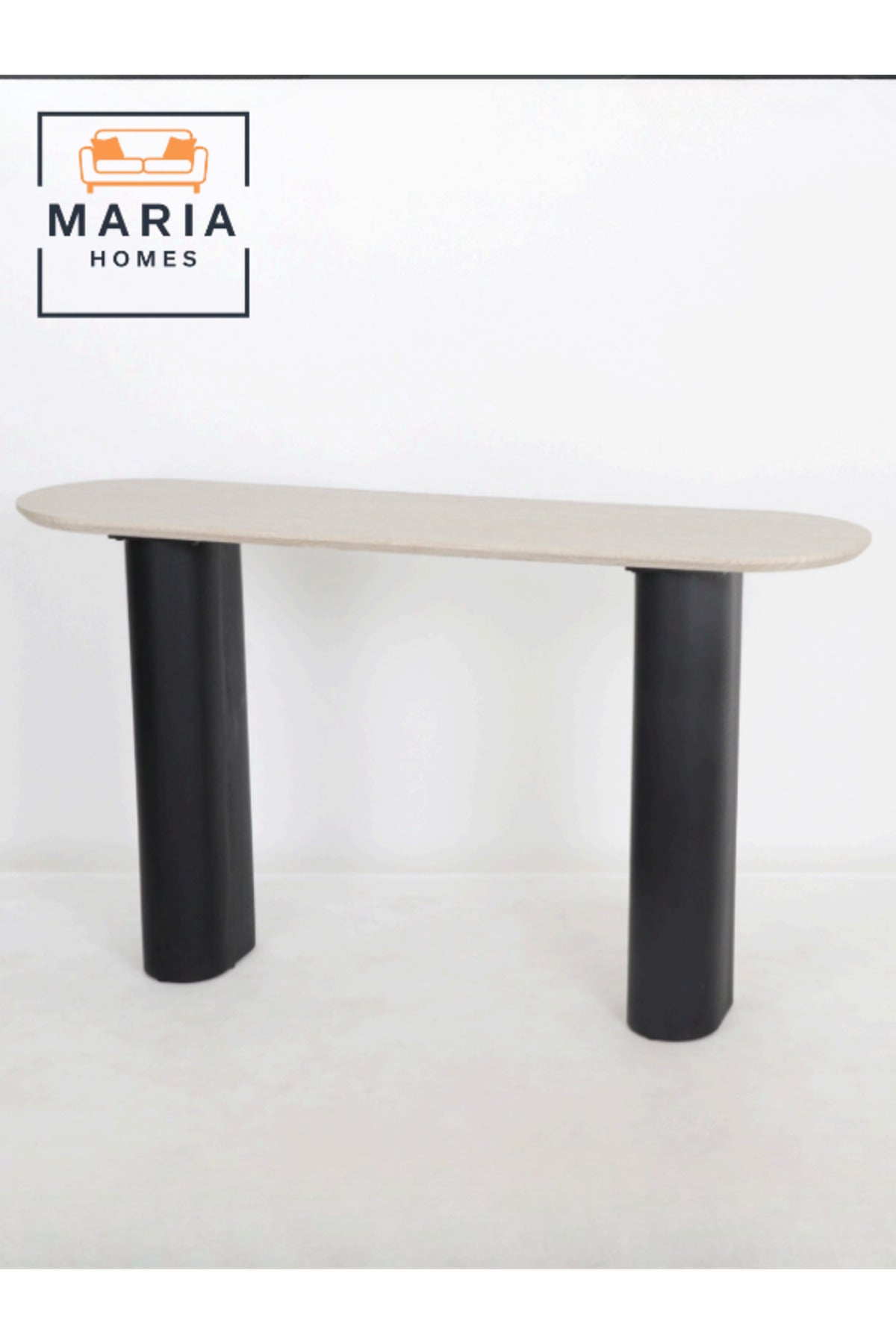 Modern Console Table with Beige Marble Top and Black Legs Ð 140_40_80cm
