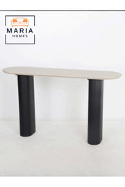 Modern Console Table with Beige Marble Top and Black Legs Ð 140_40_80cm