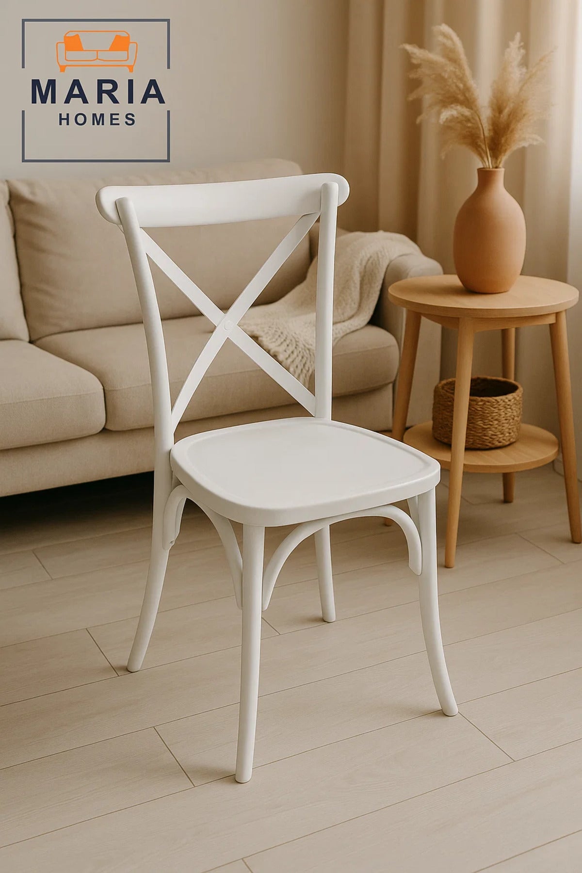 White Cross Back Dining Chair Ð Elegant Plastic Chair for Home, Restaurant, Garden or Event Use