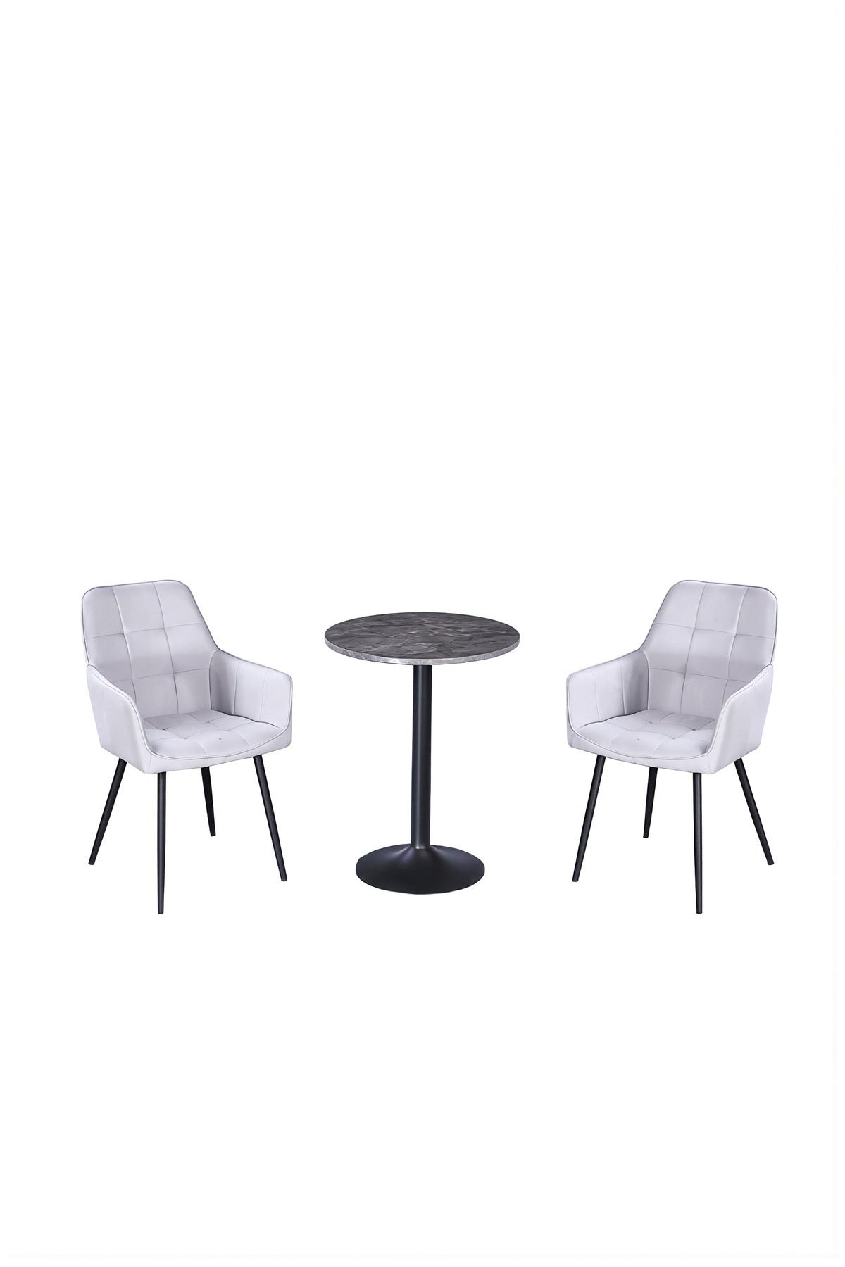 Stylish Grey 3-Piece Conversation Set with Two Armchairs and Round Table for Modern Interiors