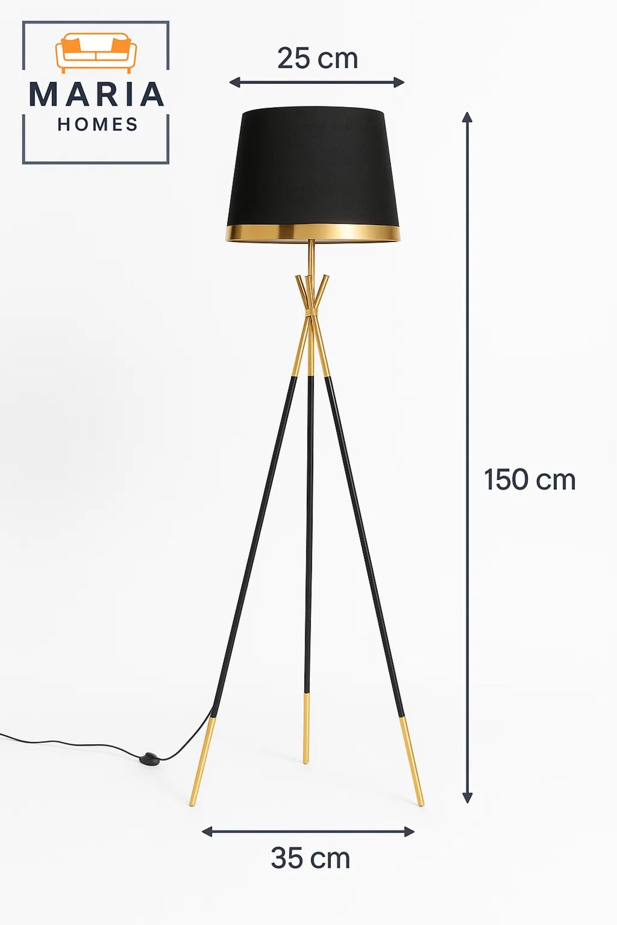 Luxury Black and Gold Tripod Floor Lamp