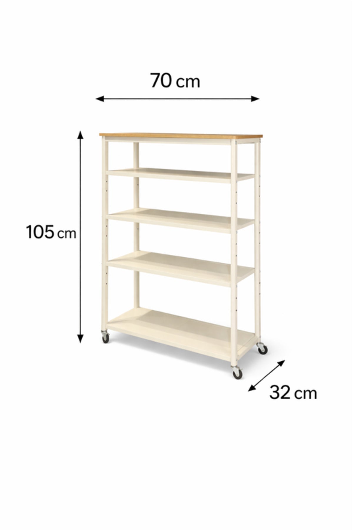 Multi-Layer Storage Shelf with Wheels 70_32_105 cm