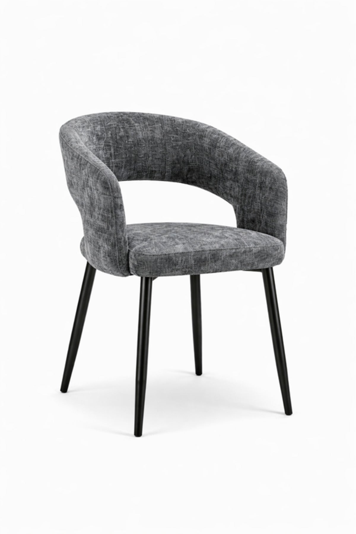 Dark Grey Fabric Arm Dining Chair 80x44x48cm Modern dark grey fabric Kitchen