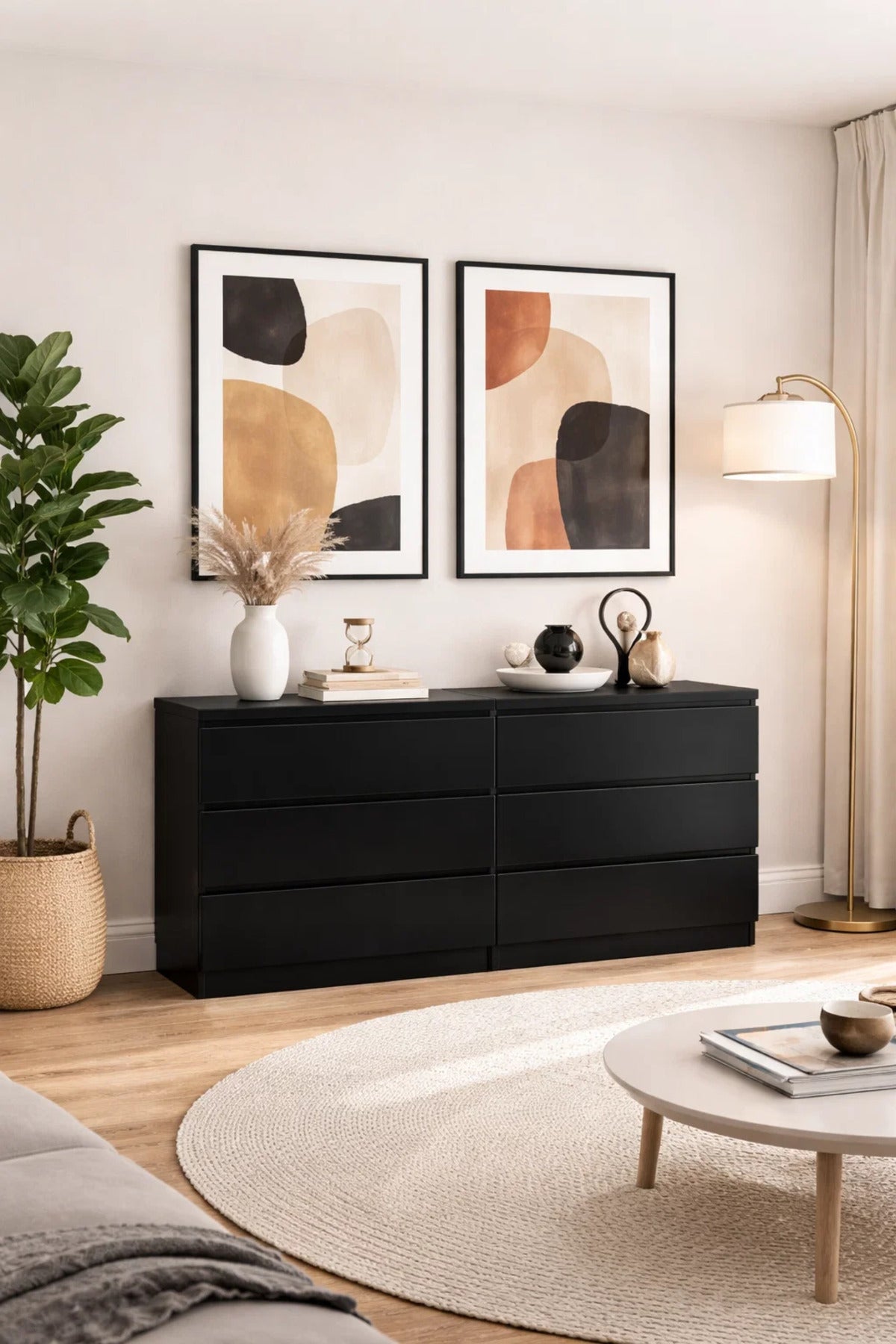 Hamal Furniture Black 6-Door Shoe Cabinet Large Storage Organizer for Hallway Entryway Modern Design