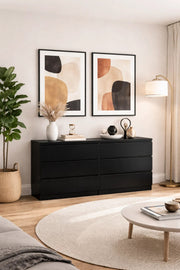 Hamal Furniture Black 6-Door Shoe Cabinet Large Storage Organizer for Hallway Entryway Modern Design