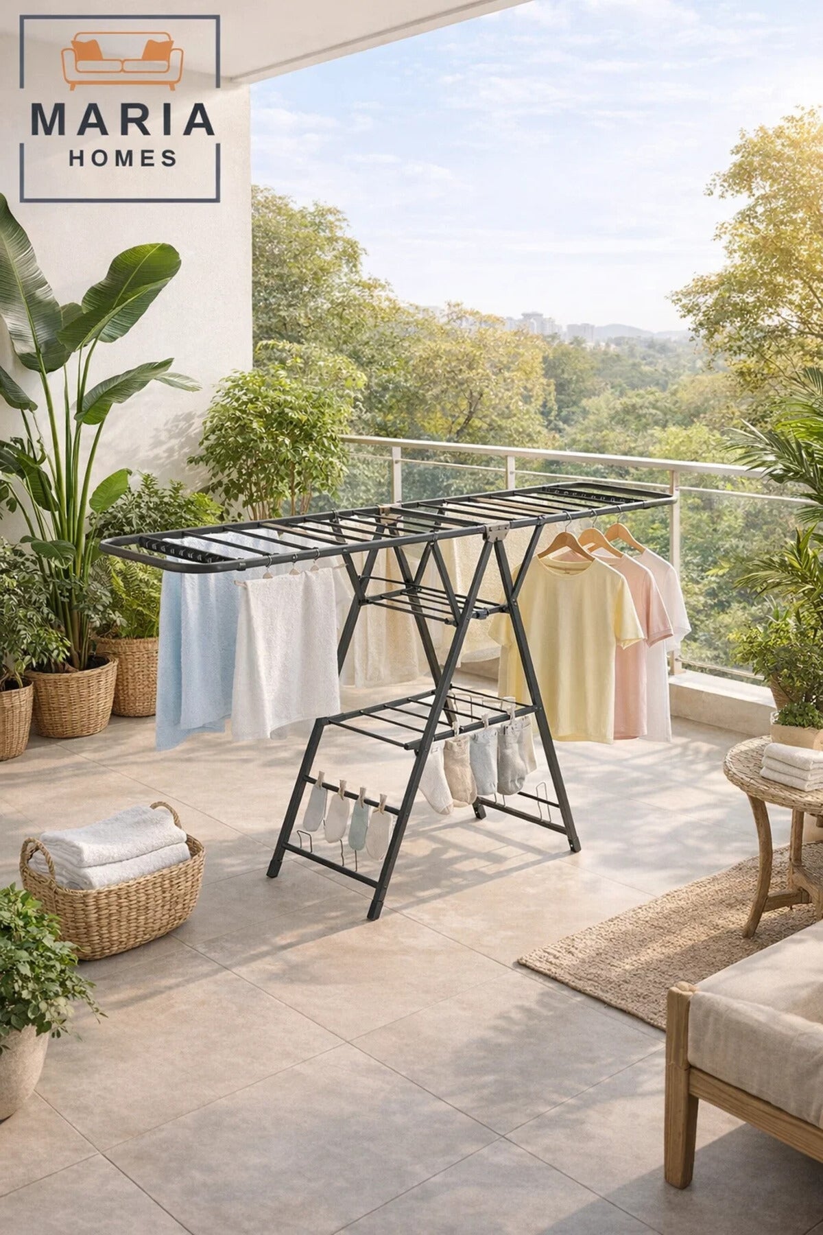 Gray Folding Clothes Drying Rack 180_45_101 cm Ð Multi-Tiered Metal Drying Stand