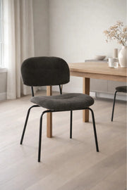 Modern Black Velvet Dining Chair with Black Metal Legs Comfortable Dining Room Chair