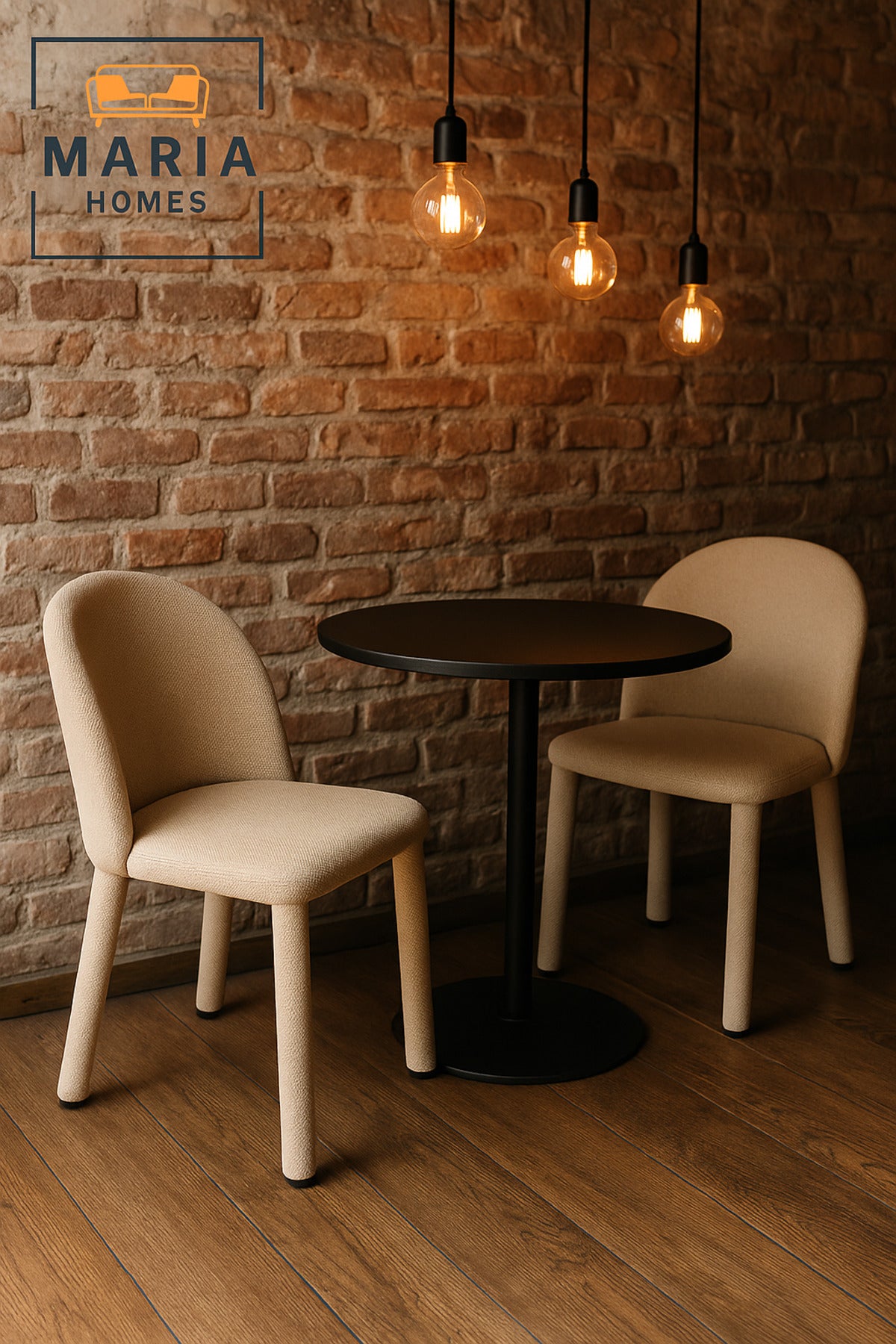 Beige Upholstered Dining Chair Ð Modern Fabric Seat with Full Padded Legs