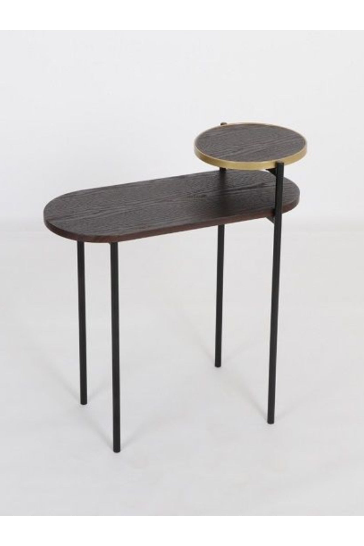 Walnut Side Table with Brass Accent Ð Modern Luxury Console or Accent Table in Dark Walnut Finish