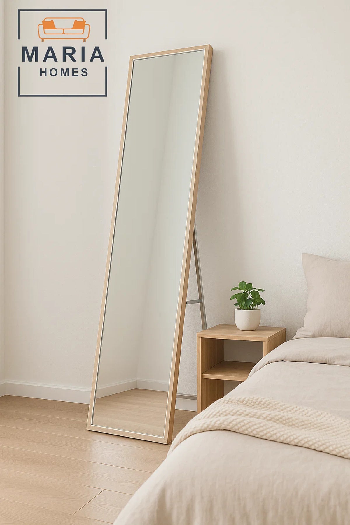 Slim Full-Length Standing Mirror with Coffee Frame Ð Modern Dressing Mirror for Home or Bedroom