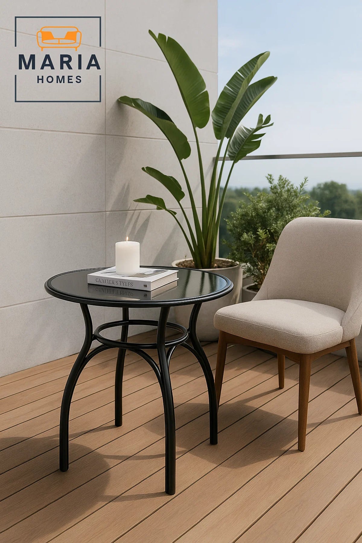 Modern Black Round Cafe Table 60x60x60 cm Metal Coffee Table for Indoor and Outdoor