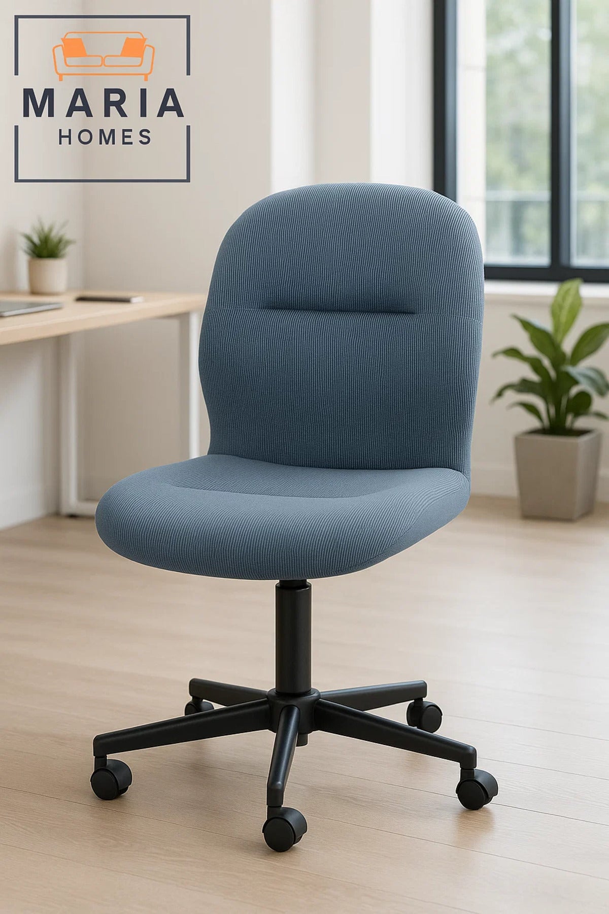 Ergonomic Blue Fabric Swivel Office Chair with Wheels Ð Comfortable Desk Chair for Work & Study