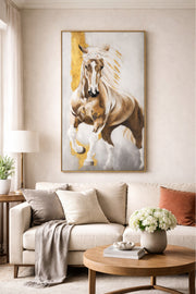Horse Wall Art Painting with Gold Accents Framed Canvas Decor horse wall art Paintings