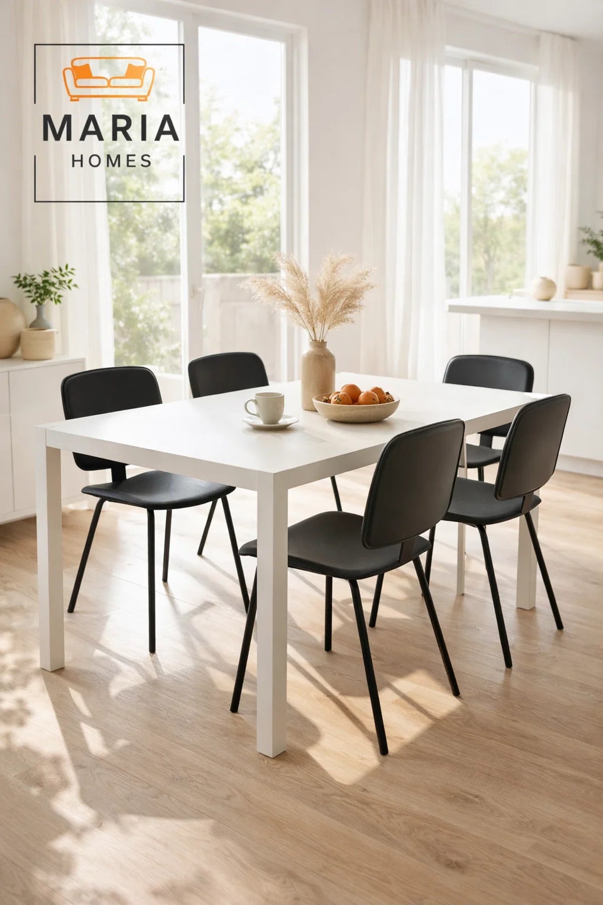 Black Dining Chair, Modern Comfortable Chair, Sturdy Metal Frame Chair