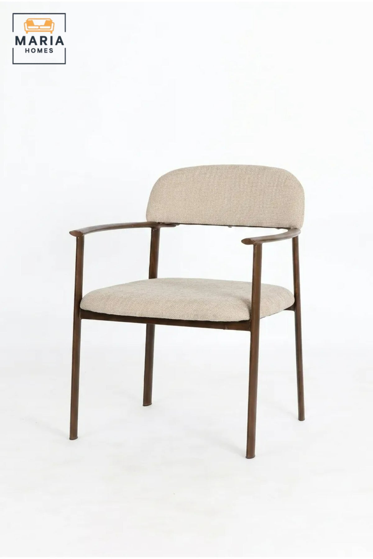 Modern Upholstered Dining Chair with Armrests, Solid Wood Frame, Fabric Seat & Backrest, Contemporary Dining Room Kitchen Chair