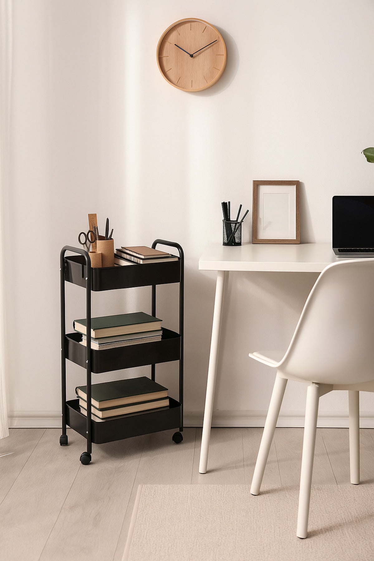 3-Tier Moveable 77L X 46H X 29W Foldable Storage Shelves Black