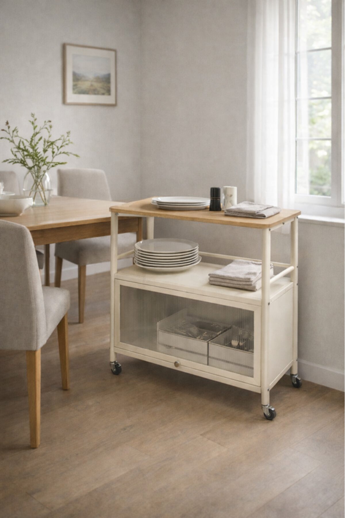 Mobile Storage Cabinet Shelf with Wheels 80_40_80 cm Multi-Purpose Organizer