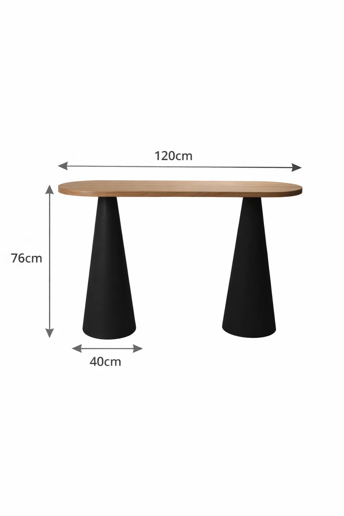Contemporary Oval Console Table Black and Brown Wood Entryway Furniture with Sturdy Legs - 120cm