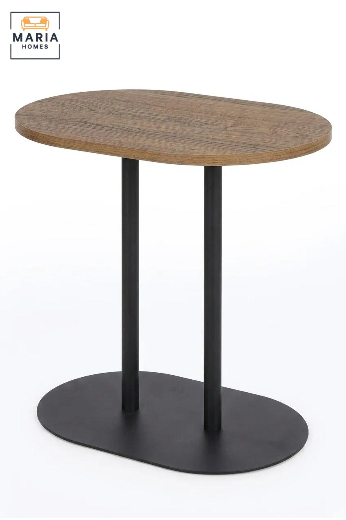 Modern Round Side Table with Wooden Top & Pedestal Base, Contemporary End Table for Living Room, Bedroom, Office & Lounge
