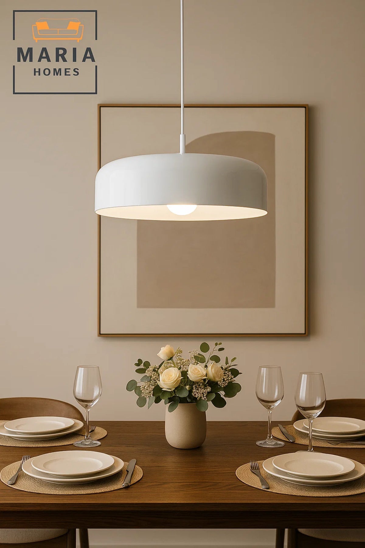Glossy White Cylinder Pendant Light