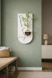 Stylish White Butterfly Wall Panel with Flower Vase Modern Home Decor Living Room Art 80x40cm