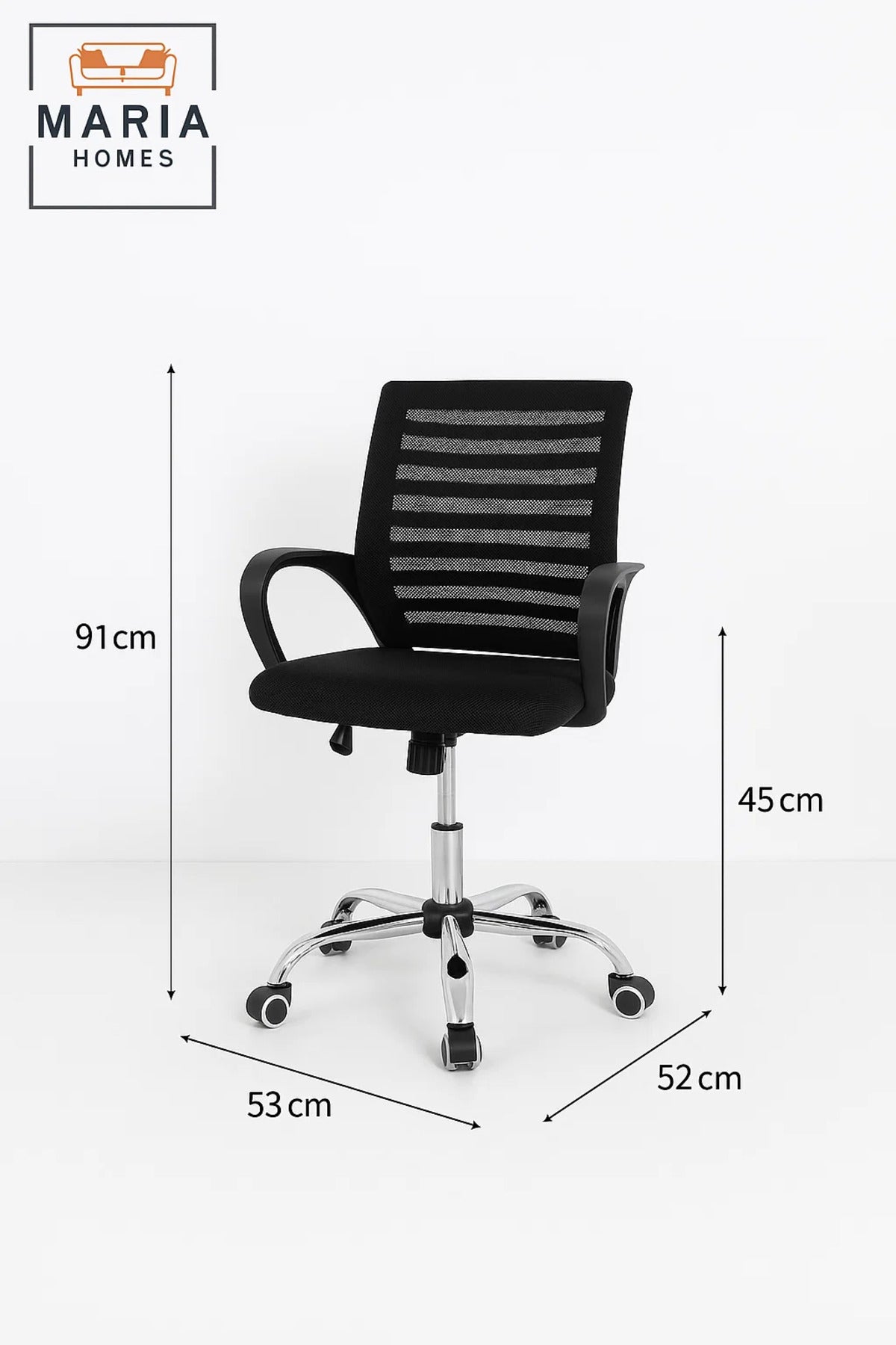 Black Mesh Office Chair with Curved Armrests and Adjustable Height Ð Simple and Comfortable Design