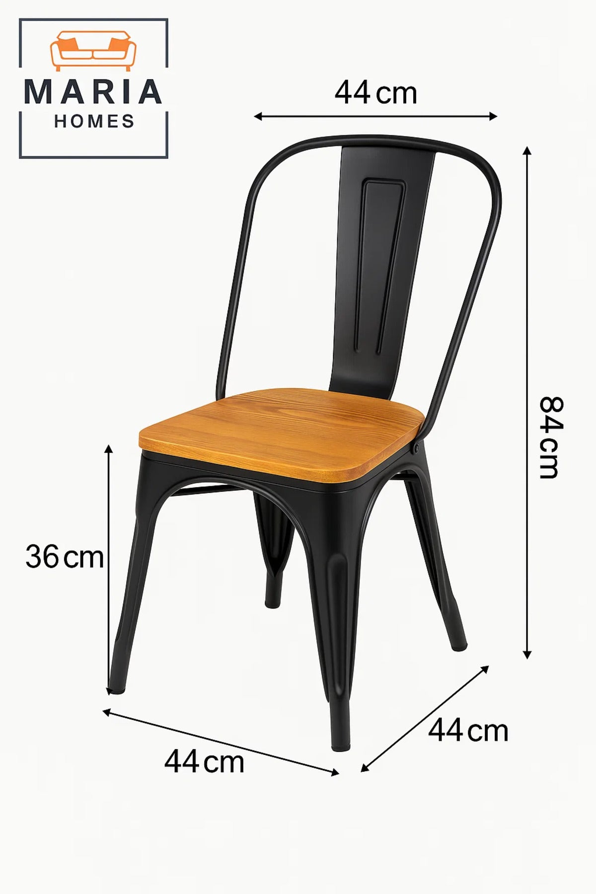 Black Industrial Metal Chair with Wooden Seat Ð Stylish and Sturdy Dining Accent
