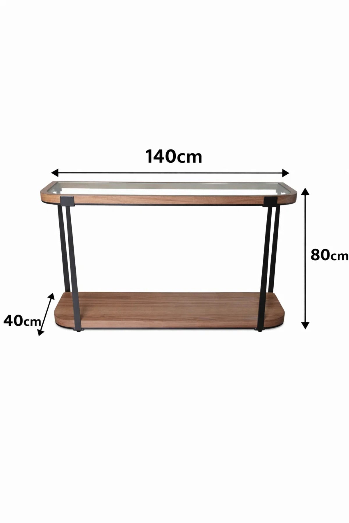 Modern Wood Console Table with Lower Shelf for Entryway & Living Room