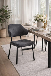 Dark Grey Upholstered Dining Chair with Metal Legs 82cm Height Modern dark grey