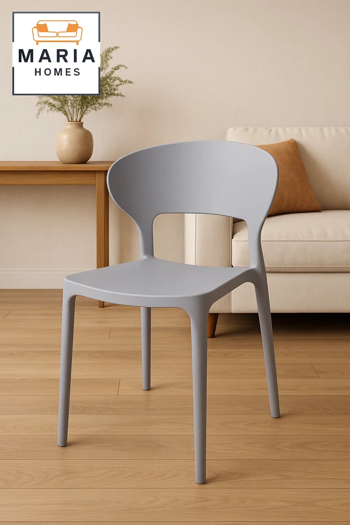 Light Grey Modern Plastic Chair Ð Ergonomic Dining Chair for Kitchen, Office, or Indoor Use